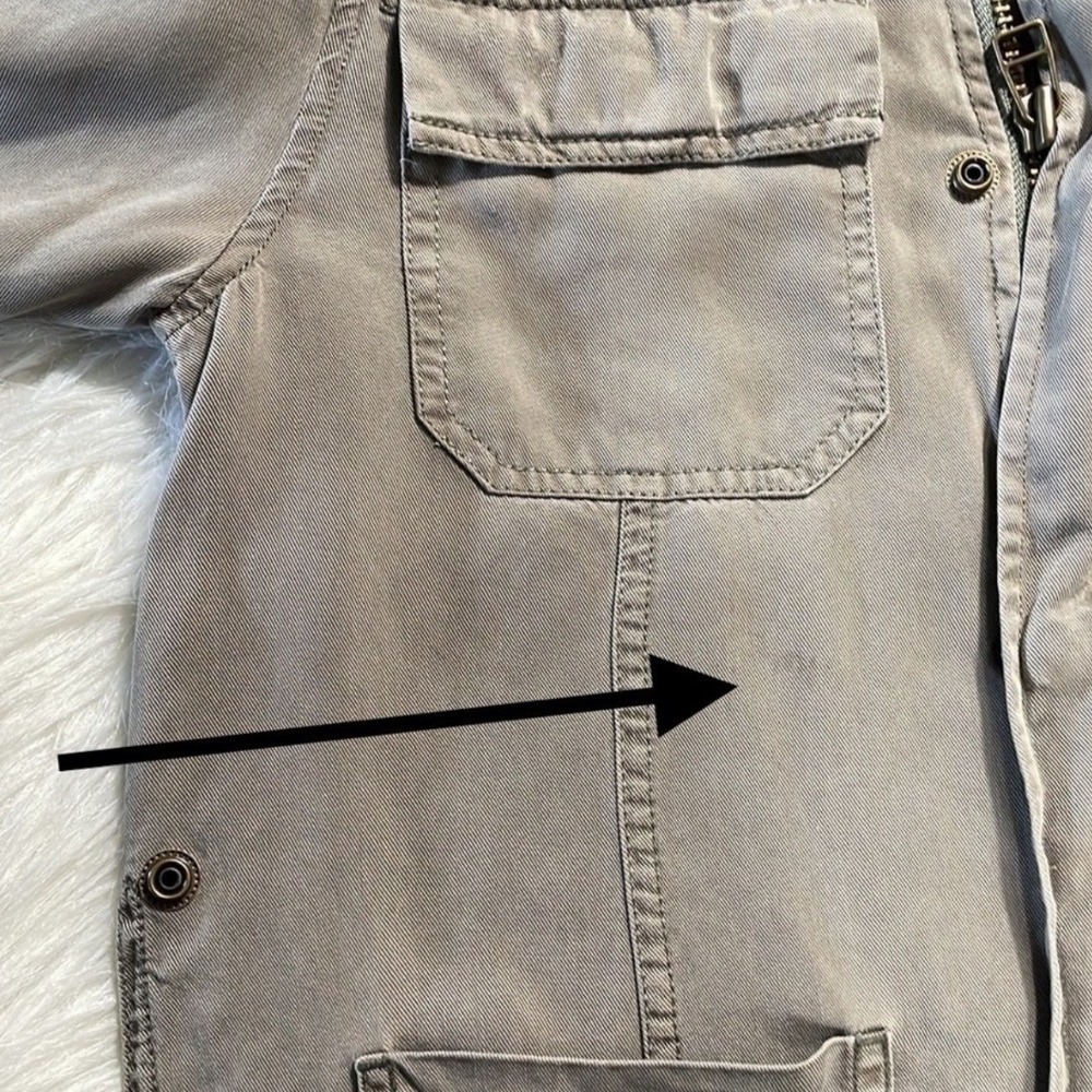 Pam & Gela Jacket Utility Coat Olive Green Tencel Side Ties Casual Size Small - Picture 10 of 10